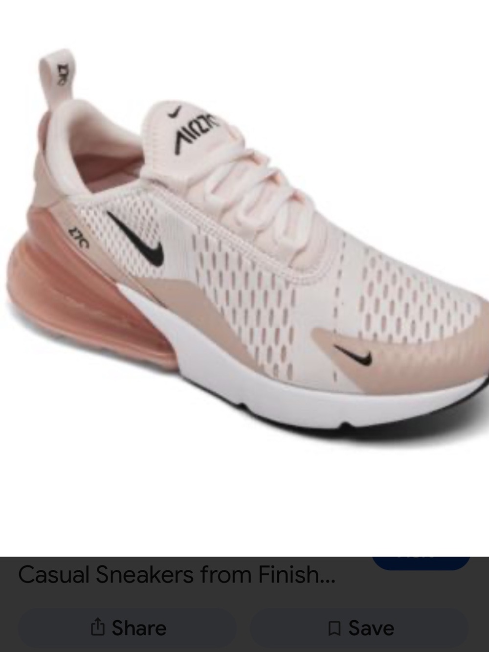 Nike Women's Air Max 270 Rose Quartz and Black Athletic Sneakers